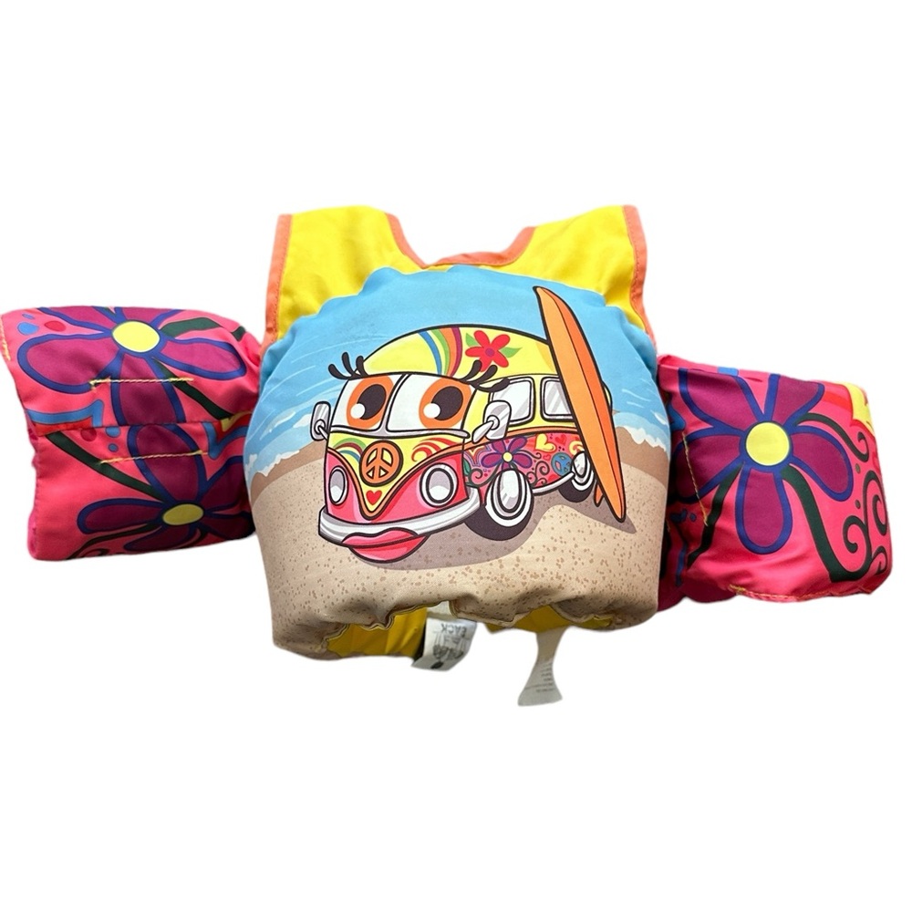 Body Glove Paddle Pals Learn To Swim Life Jacket Kids 30-50 lbs Peace Surfer Van